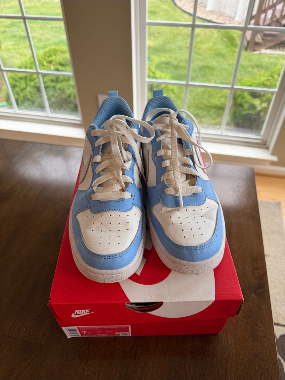 Nike Kids Light Blue and White Low-Top Sneakers